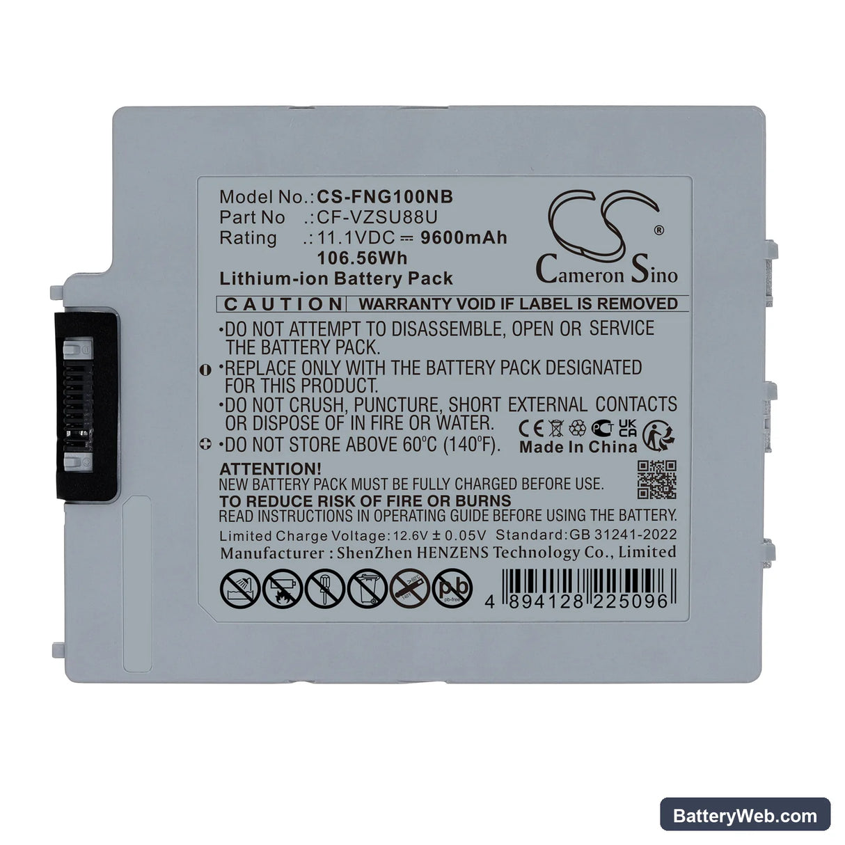 Panasonic FZ-G1 Replacement Battery, 11.1V, 9600mAh, Li-ion 5