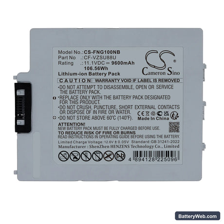 Panasonic FZ-G1 Replacement Battery, 11.1V, 9600mAh, Li-ion 5