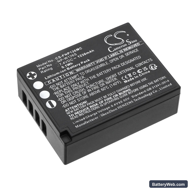 Fujifilm FinePix HS30EXR Replacement Battery, 7.4V, 1230mAh, Li-ion 1