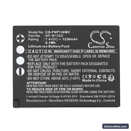 Fujifilm FinePix HS30EXR Replacement Battery, 7.4V, 1230mAh, Li-ion 5