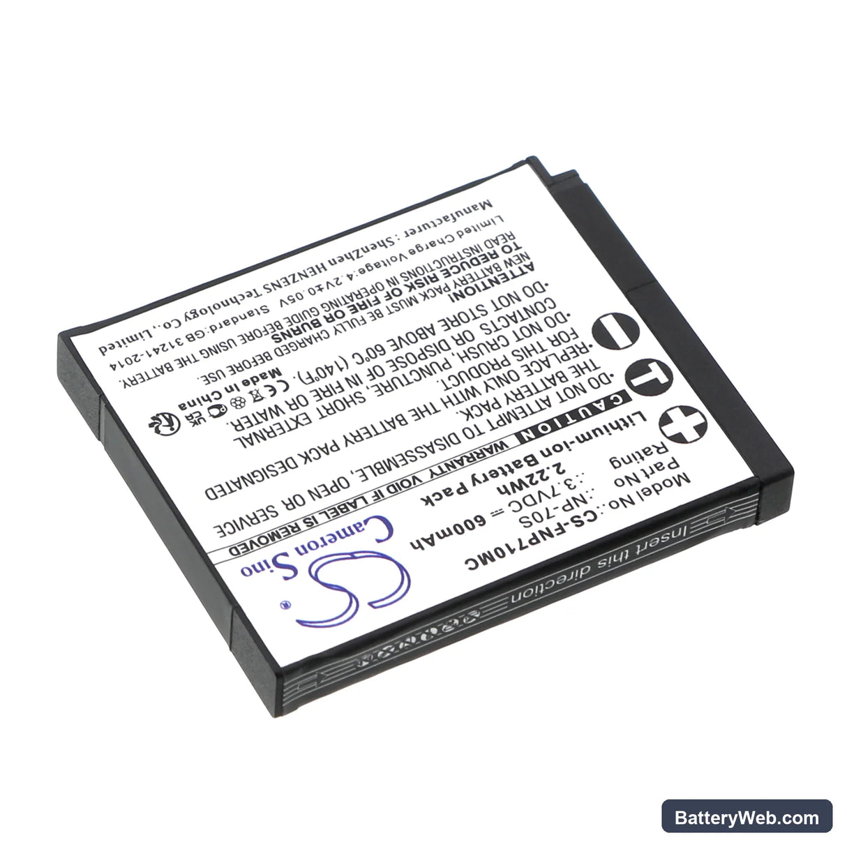 Fujifilm Instax Mini 99 Replacement Battery, 3.7V, 600mAh, Li-ion 2