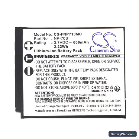 Fujifilm Instax Mini 99 Replacement Battery, 3.7V, 600mAh, Li-ion 3