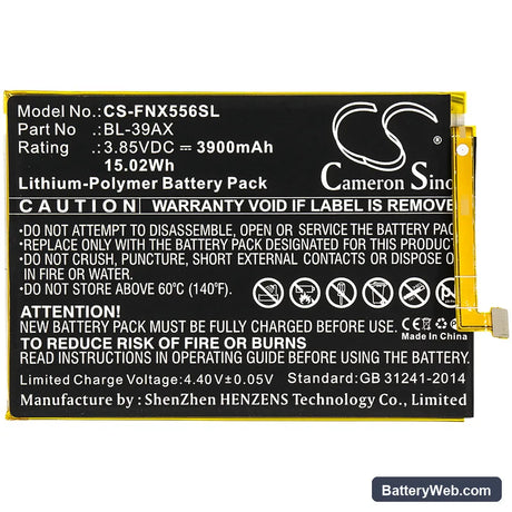 Infinix Hot 4 Pro Replacement Battery, 3.85V, 3900mAh, Li-Polymer 3