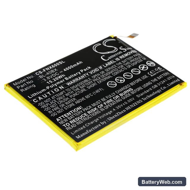 Infinix Note 2 Replacement Battery, 3.8V, 4000mAh, Li-Polymer 1