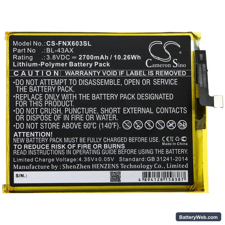 Infinix Zero 5 Replacement Battery, 3.8V, 2700mAh, Li-Polymer 3