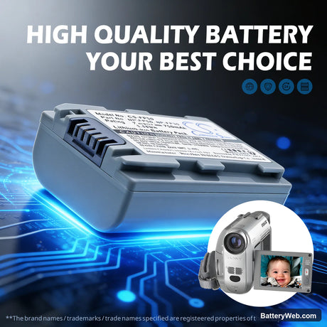 Sony DCR-SR40 Replacement Battery, 7.4V, 750mAh, Li-ion 6