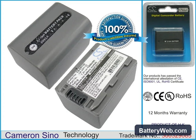 Sony DCR-HC41 Replacement Battery, 7.4V, 1300mAh, Li-ion 1