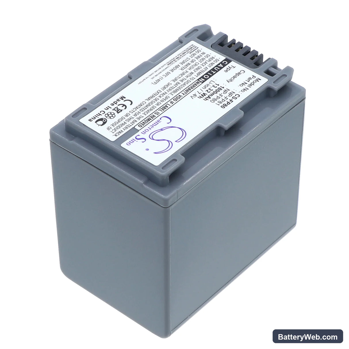 Sony DCR-DVD92 Replacement Battery, 7.4V, 1800mAh, Li-ion 2