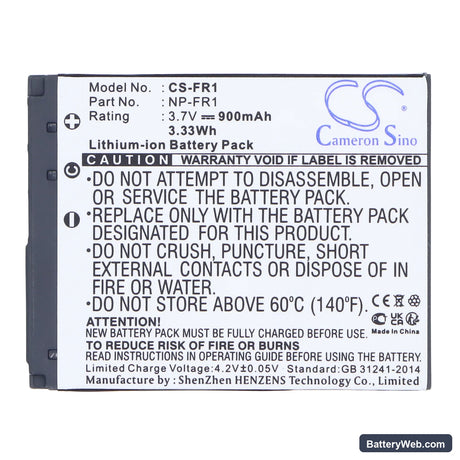 Sony Cyber-shot DSC-P200 Replacement Battery, 3.7V, 900mAh, Li-ion 5