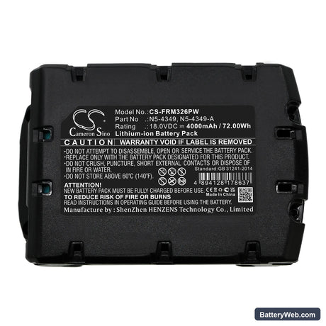 Fromm P326 Replacement Battery, 18V, 4000mAh, Li-ion 5