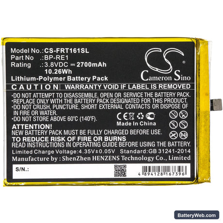 FREETEL Samurai Rei Replacement Battery, 3.8V, 2700mAh, Li-Polymer 3