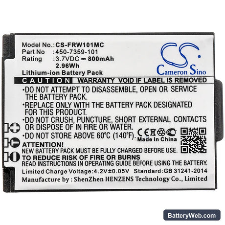 FrontRow FR Wearable Lifestyle Replacement Battery, 3.7V, 800mAh, Li-ion 3