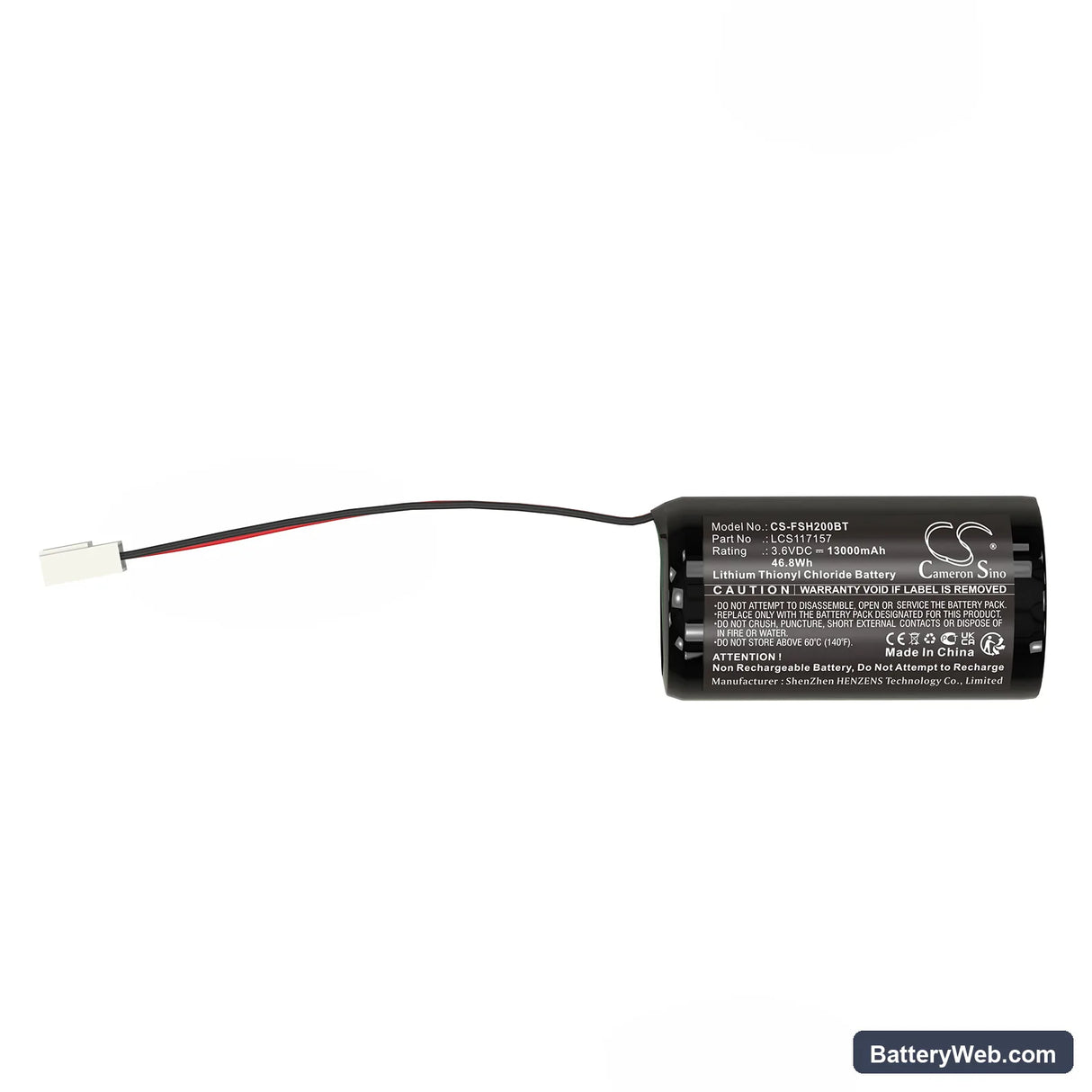 FICHET LSH20 Replacement Battery, 3.6V, 13000mAh, Li-SOCl2 4
