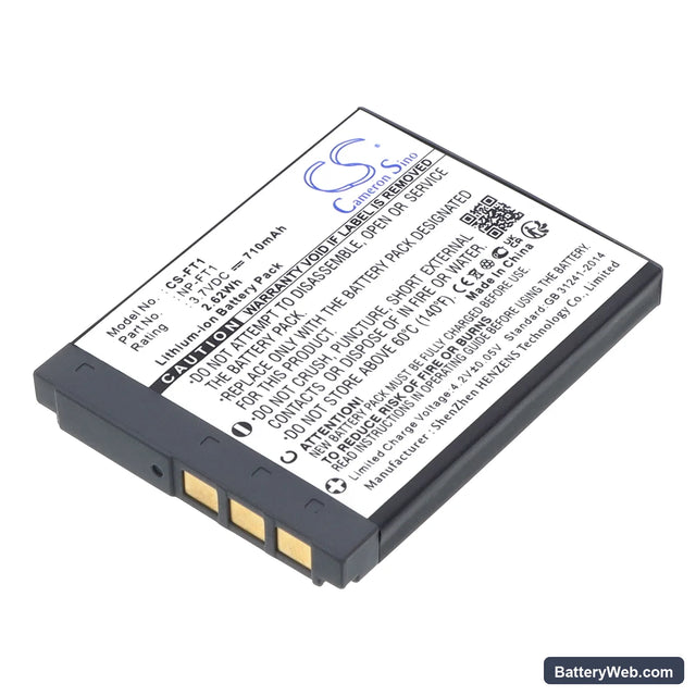 Sony Cyber-shot DSC-T3 Replacement Battery, 3.7V, 710mAh, Li-ion 1