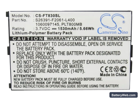 Fujitsu Loox T800 Replacement Battery, 3.7V, 1530mAh, Li-Polymer 5