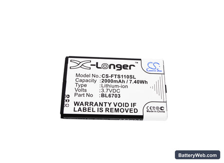 Fly TS110 Replacement Battery, 3.7V, 2000mAh, Li-ion 5