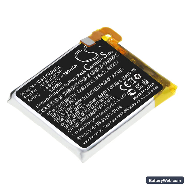 FitBit Versa 3 Replacement Battery, 3.85V, 260mAh, Li-Polymer 1