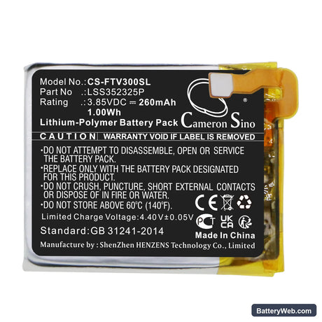 FitBit Versa 3 Replacement Battery, 3.85V, 260mAh, Li-Polymer 3