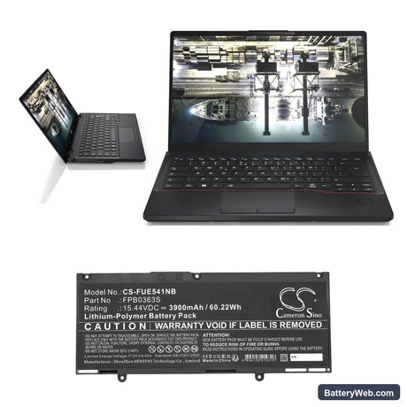 Fujitsu LIFEBOOK E5413 Replacement Battery, 15.44V, 3900mAh, Li-Polymer 6