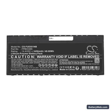 Fujitsu LifeBook E448-E4480M35SOIT Replacement Battery, 14.4V, 3450mAh, Li-Polymer 3