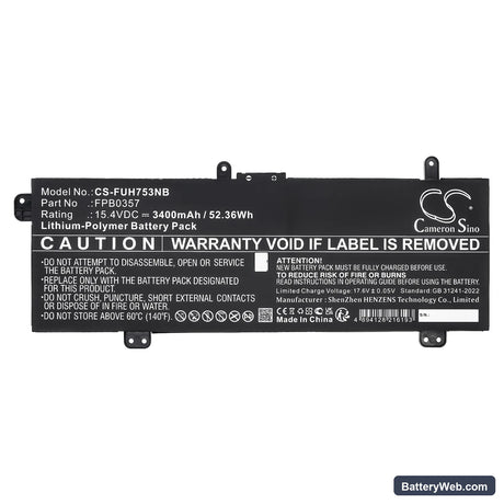 Fujitsu LifeBook CH75/E3 Replacement Battery, 15.4V, 3400mAh, Li-Polymer 5