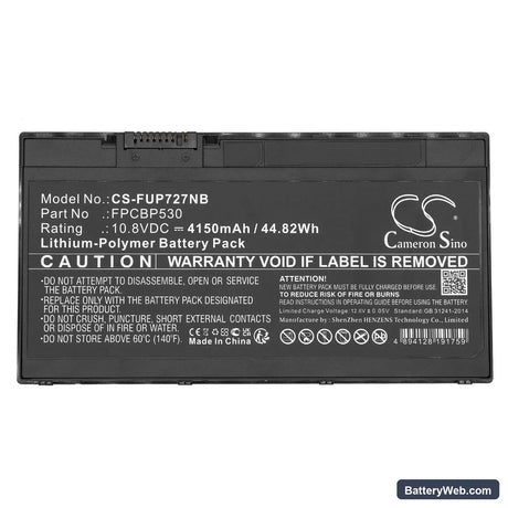 Fujitsu LifeBook U727 Replacement Battery, 10.8V, 4150mAh, Li-Polymer 3