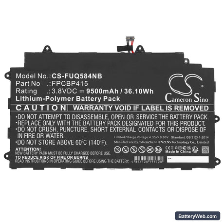 Fujitsu Stylistic Q584 Replacement Battery, 3.8V, 9500mAh, Li-Polymer 3