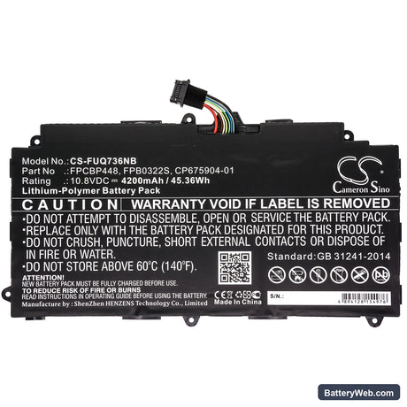 Fujitsu Stylistic Q737 Replacement Battery, 10.8V, 4200mAh, Li-Polymer 3