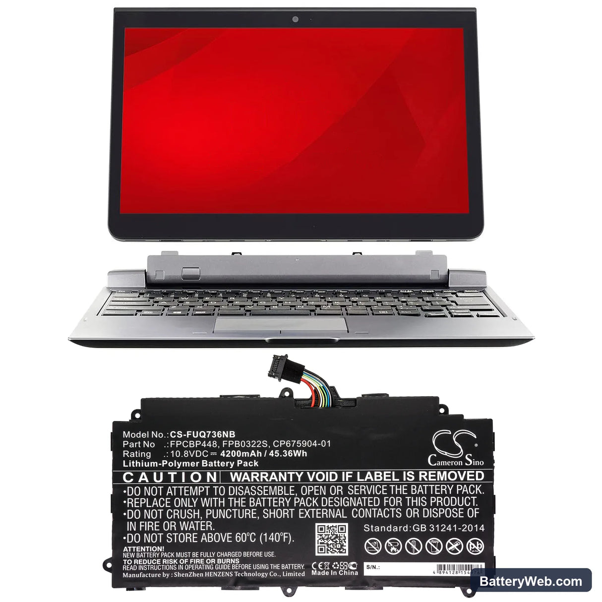 Fujitsu Stylistic Q737 Replacement Battery, 10.8V, 4200mAh, Li-Polymer 5