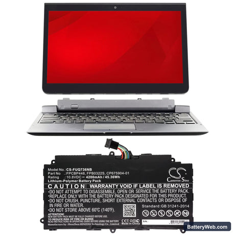 Fujitsu Stylistic Q737 Replacement Battery, 10.8V, 4200mAh, Li-Polymer 5