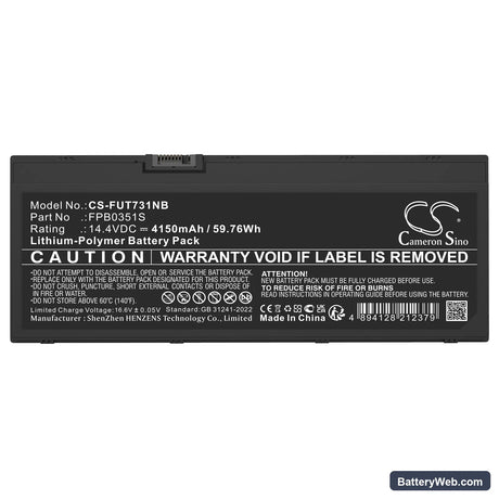 Fujitsu LIFEBOOK U7311 Replacement Battery, 14.4V, 4150mAh, Li-Polymer 5