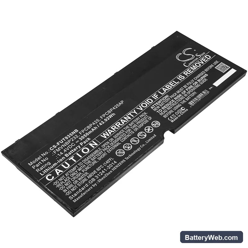 Fujitsu LifeBook T935 Replacement Battery, 14.4V, 3050mAh, Li-ion 1