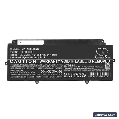 Fujitsu FUTRO MU937 Replacement Battery, 7.2V, 3400mAh, Li-Polymer 3