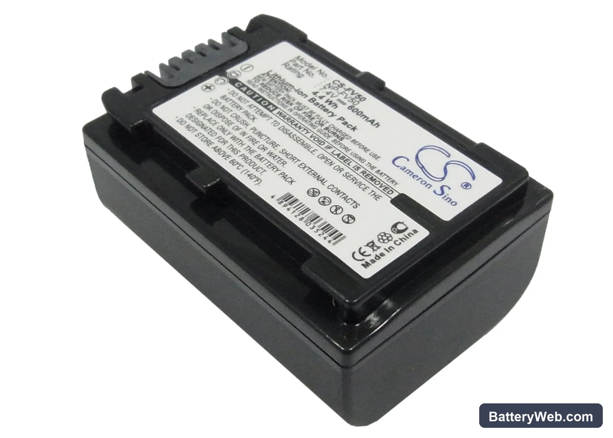 Sony HDR-TG1 Replacement Battery, 7.4V, 600mAh, Li-ion 1
