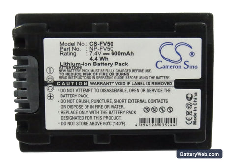 Sony HDR-TG1 Replacement Battery, 7.4V, 600mAh, Li-ion 5