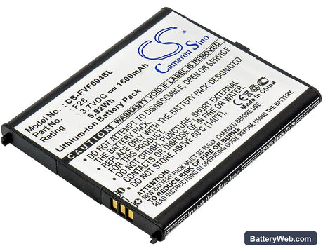 Fujitsu Arrows V Replacement Battery, 3.7V, 1600mAh, Li-ion 1