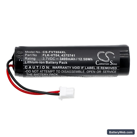 Fluke VT04 Replacement Battery, 3.7V, 3400mAh, Li-ion 3