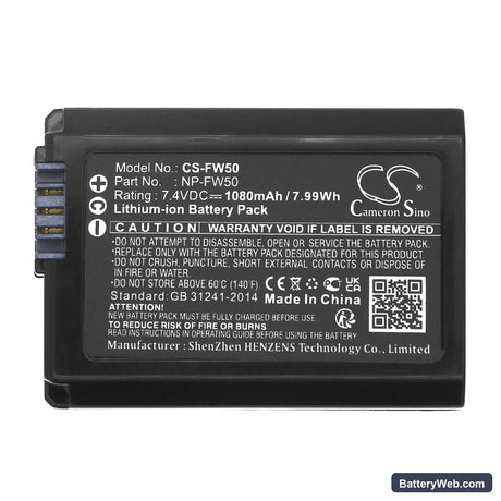 Sony NEX-5 Replacement Battery, 7.4V, 1080mAh, Li-ion 3