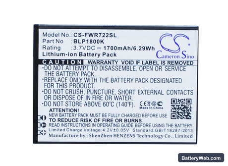 Franklin Wireless R722 Replacement Battery, 3.7V, 1700mAh, Li-ion 5