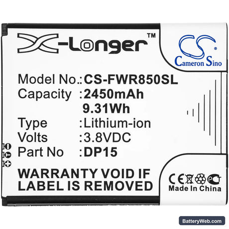 T-Mobile T9 Replacement Battery, 3.8V, 2450mAh, Li-ion 3