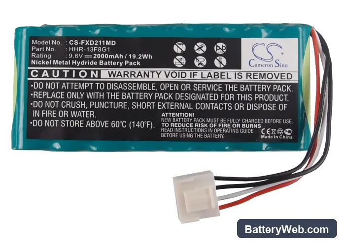 Fukuda FX-2111 Replacement Battery, 9.6V, 2000mAh, Ni-MH 6