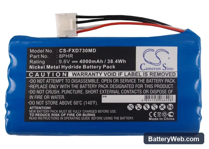 Fukuda FX-7302 Replacement Battery, 9.6V, 4000mAh, Ni-MH 6