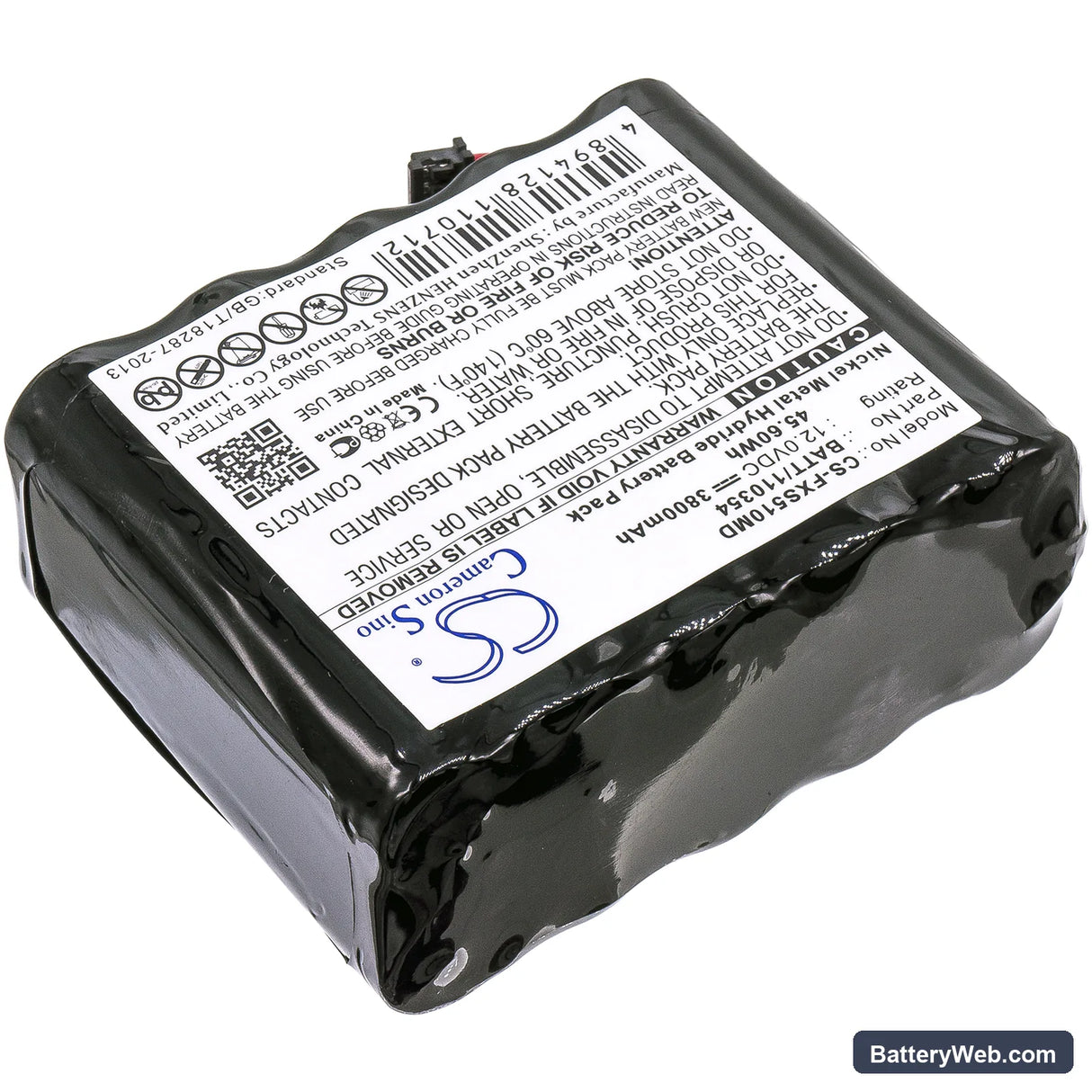 Fukuda Monitor DS5100 Replacement Battery, 12V, 3800mAh, Ni-MH 2