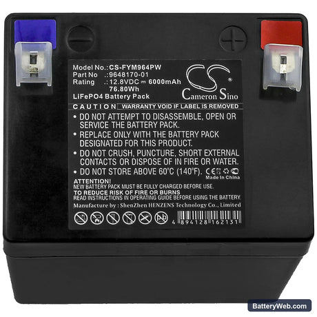 Flymo Sabre Cut (9648170-01) Replacement Battery, 12.8V, 6000mAh, LiFePO4 3