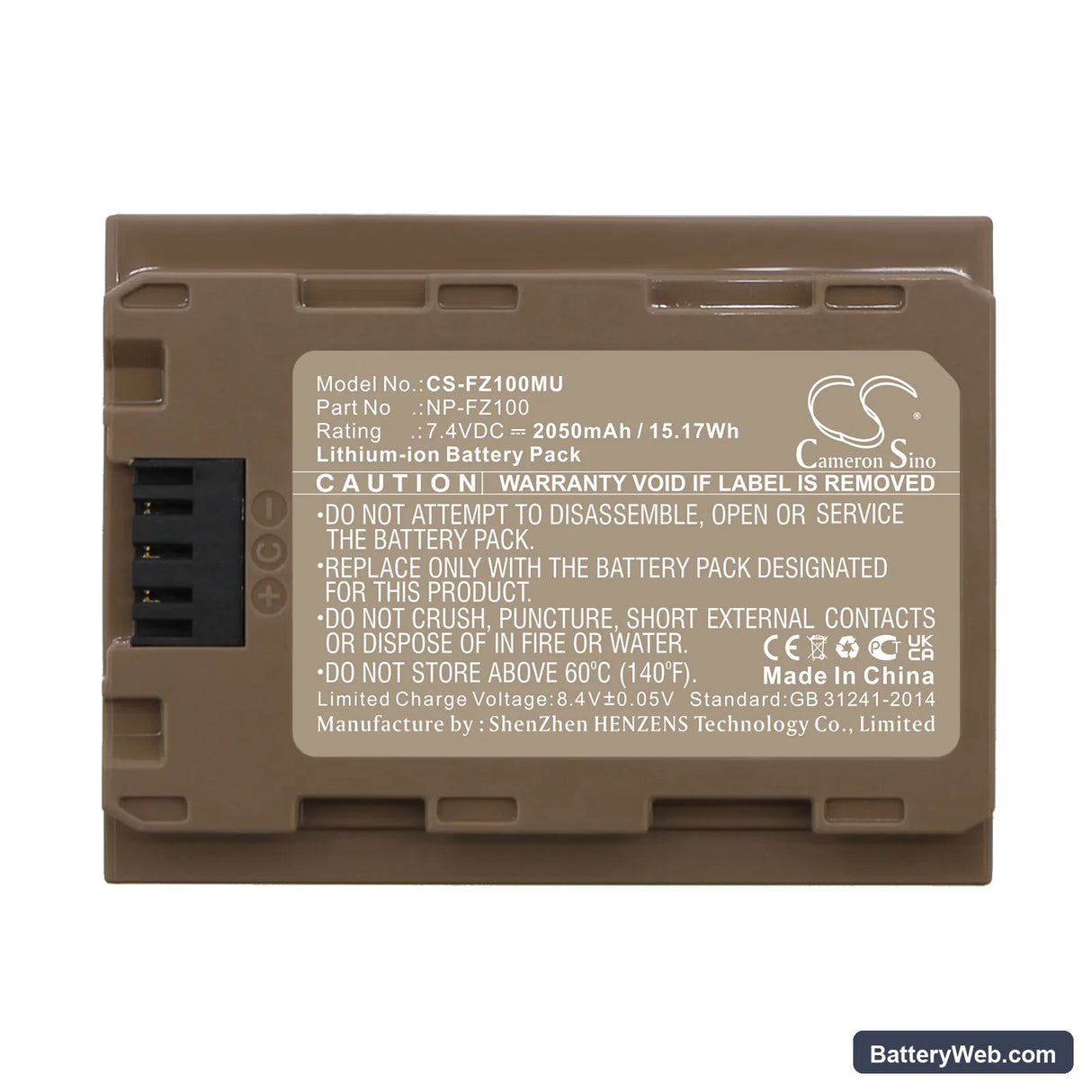 Sony A7 Mark 3 Replacement Battery, 7.4V, 2050mAh, Li-ion 5