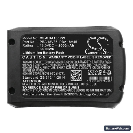Gardena PowerMax 32/36V Replacement Battery, 18V, 2000mAh, Li-ion 5