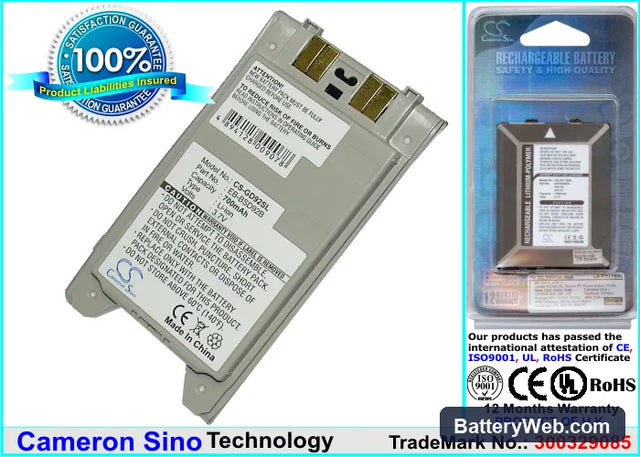 Panasonic GD92 Replacement Battery, 3.7V, 700mAh, Li-ion 1