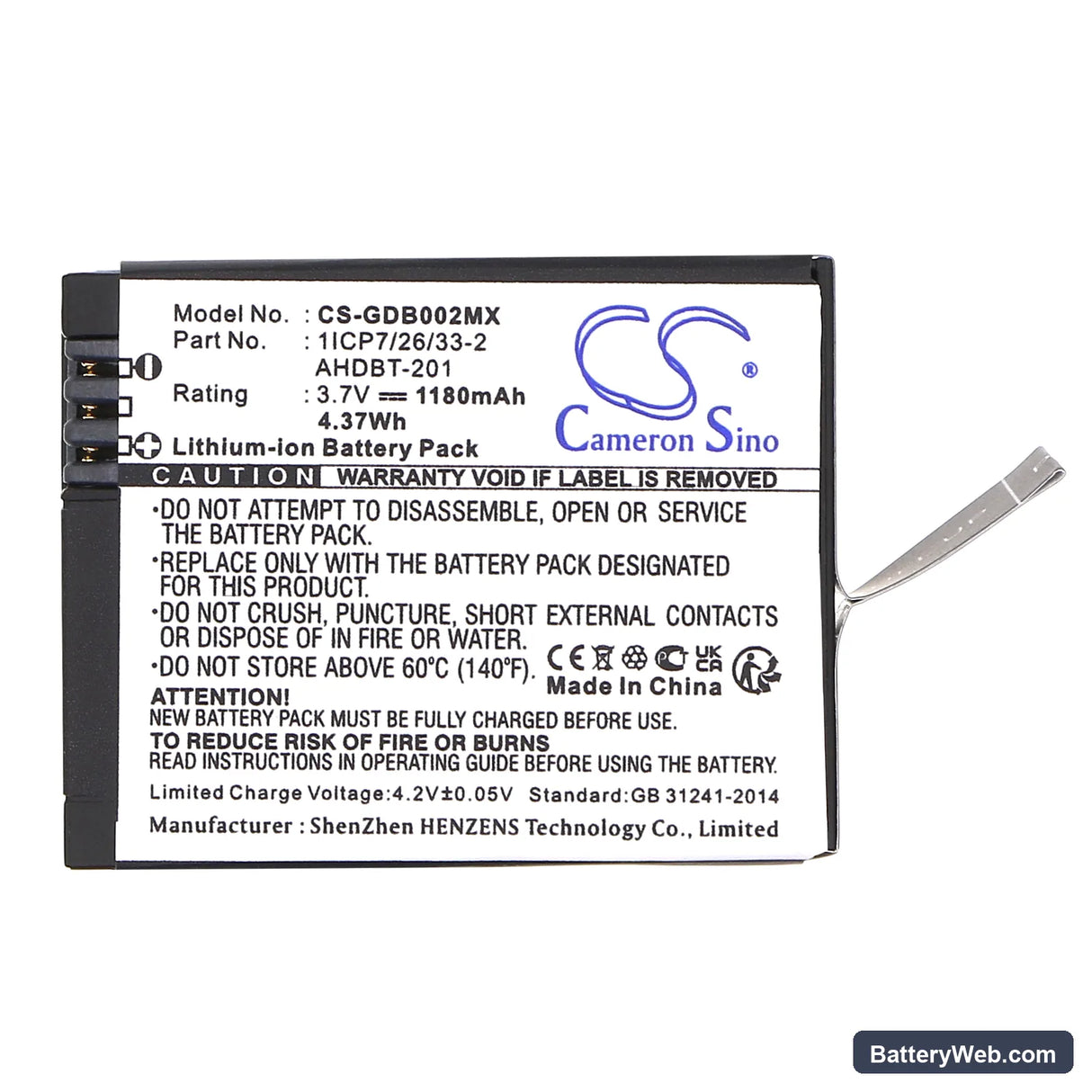Mevo A7310 Replacement Battery, 3.7V, 1180mAh, Li-ion 3