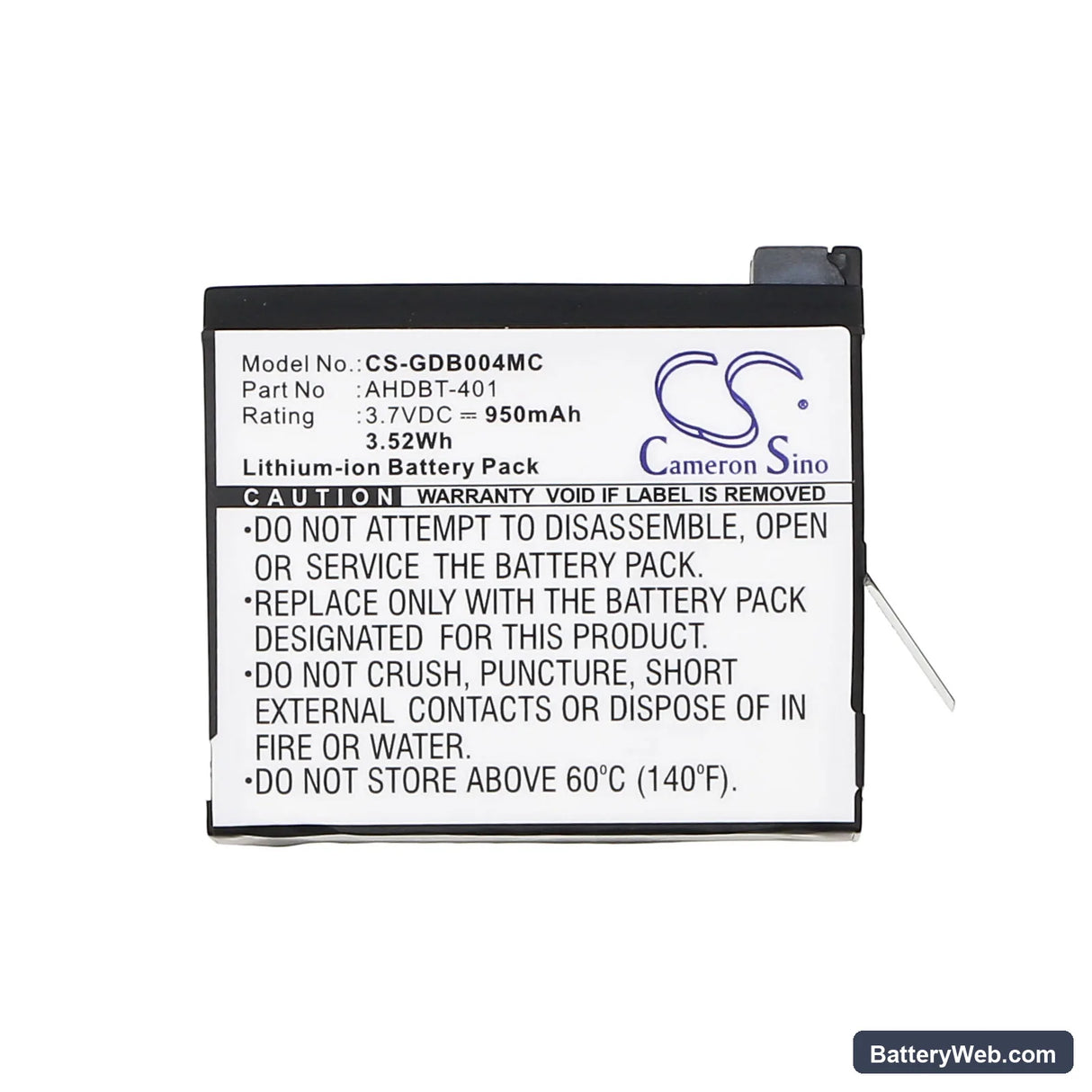 GoPro Hero 4 Replacement Battery, 3.7V, 950mAh, Li-ion 5