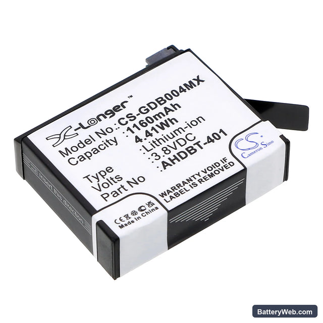 GoPro Hero 4 Replacement Battery, 3.8V, 1160mAh, Li-ion 1